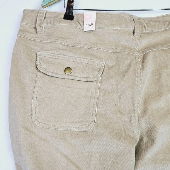 Dressbarn Women's Beige Khaki Stretch 4 Pkt Corduroy Pants, Plus Size 18W, NWT - Picture 8 of 8